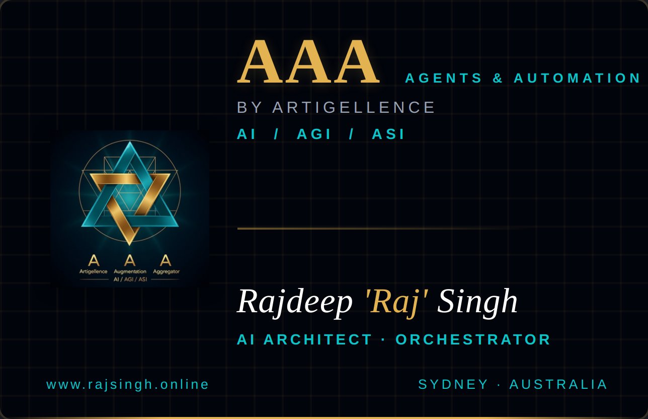 Raj Singh — AI Architect & Orchestrator · Sydney, Australia